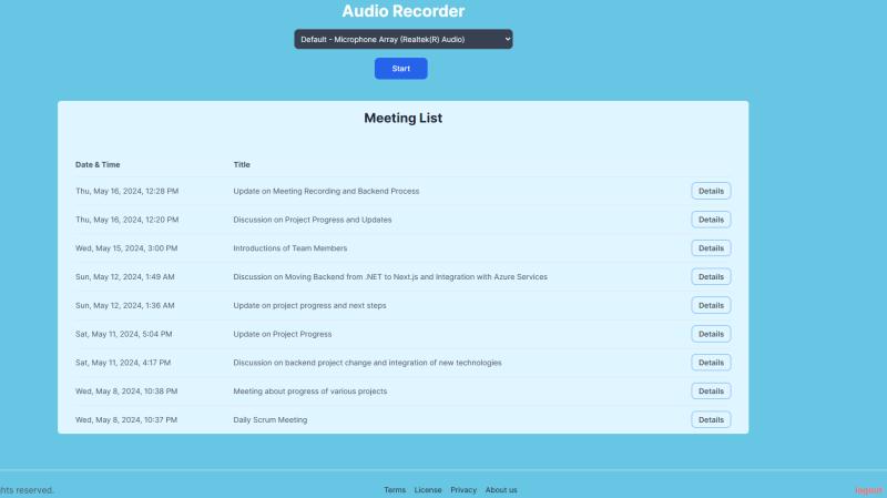 Meeting summary list and record